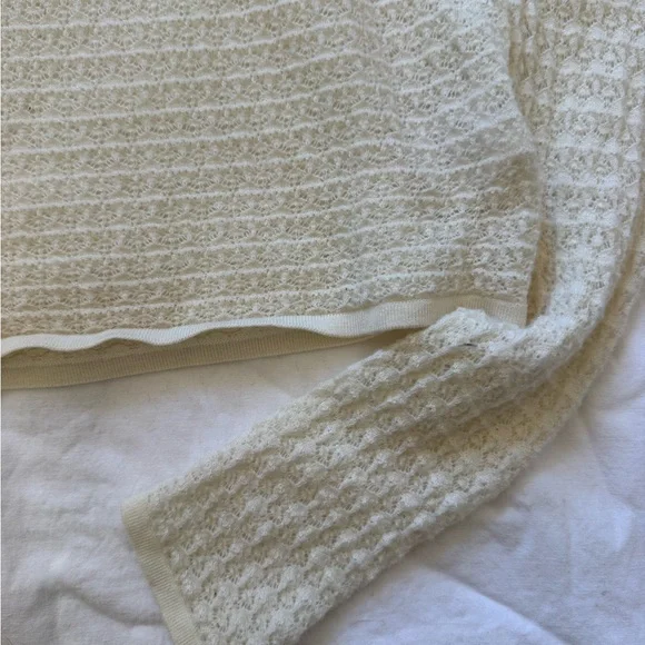 White + Warren Merino Wool Textured Cream Sweater xs - Picture 3 of 6